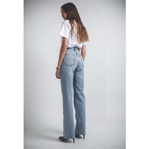 Anine Bing x Helena Christensen Light Blue Acid Wash Straight Leg Kat Jeans 25 - Picture 2 of 13